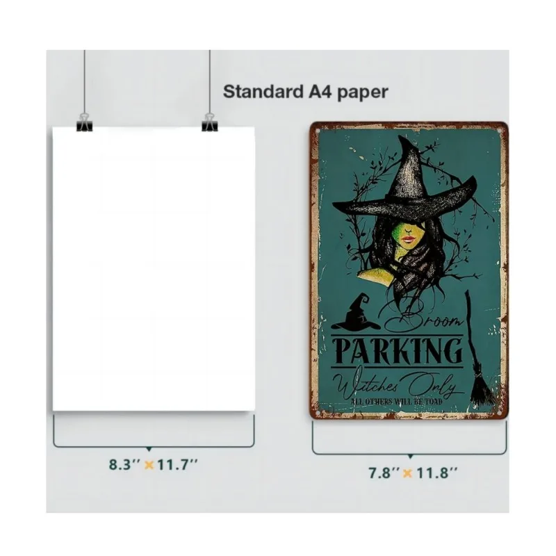 Vintage halloween-skilt kun til parkering, unikt stopskilt, finurlig kost, heksedekoration til køkken, soveværelse, café, bar, stue