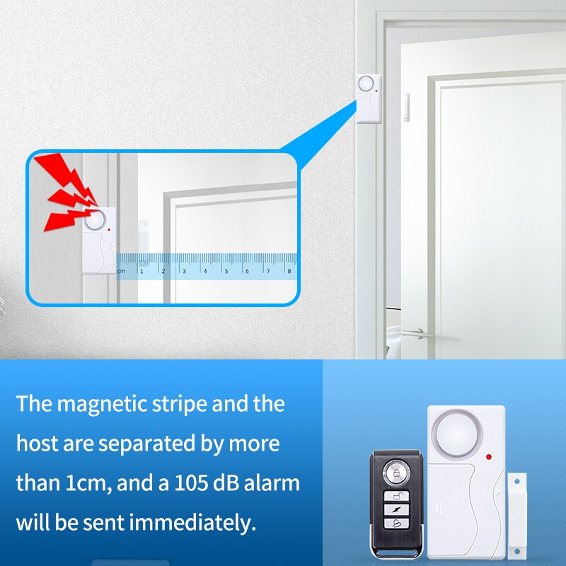 Trådløs hjem sikkerhed vindue dør indbrudstyv magnetisk sensor med fjernbetjening dør sensor alarm