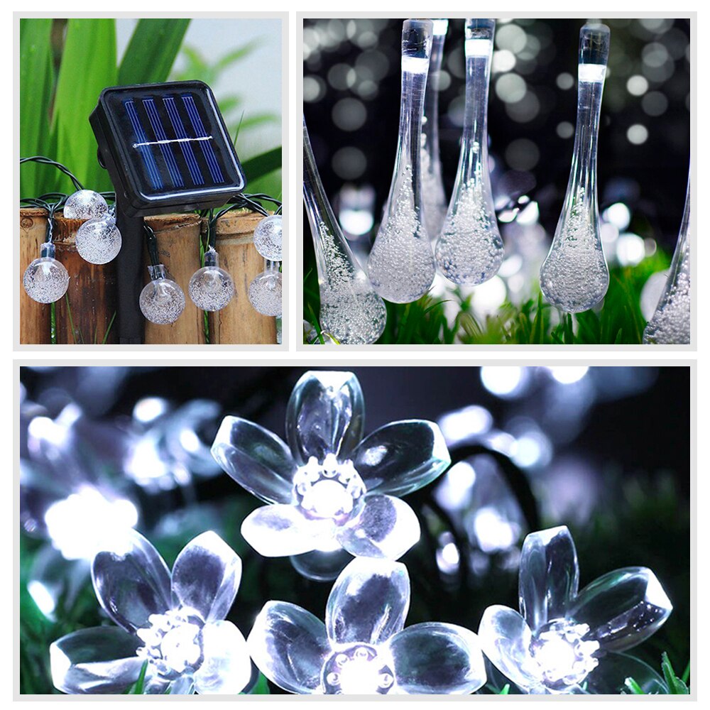 Udendørs solar havelys led plænelampe led string fe lys havelandskab belysning bryllupsfest juleindretning