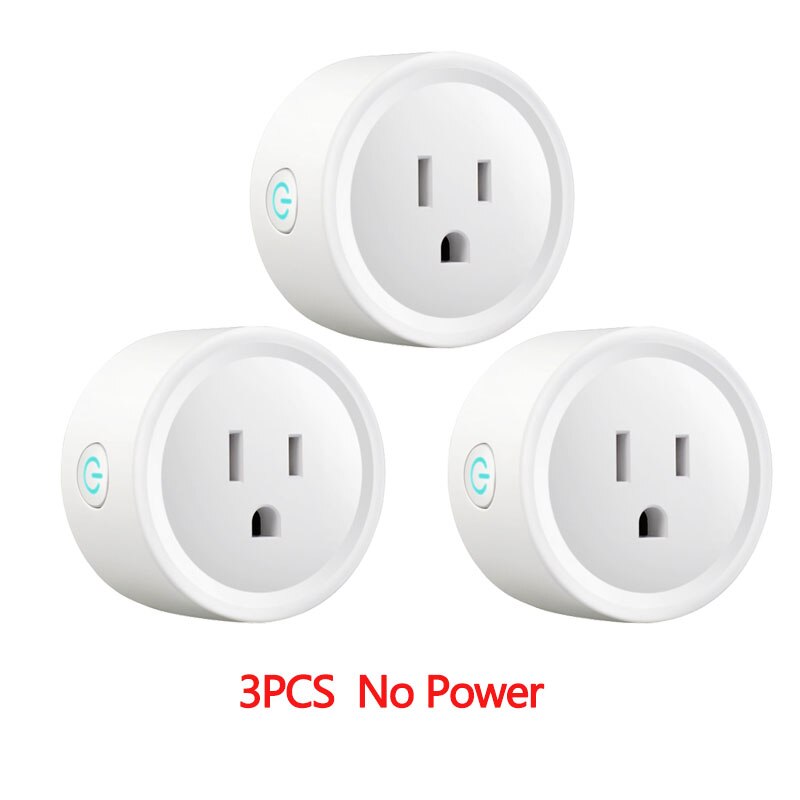 1/2/3PCS WiFi Smart Socket Remote Control Timer Switch Power Socket Outlet US Plug 10A Smart Home: 3PCS No Power