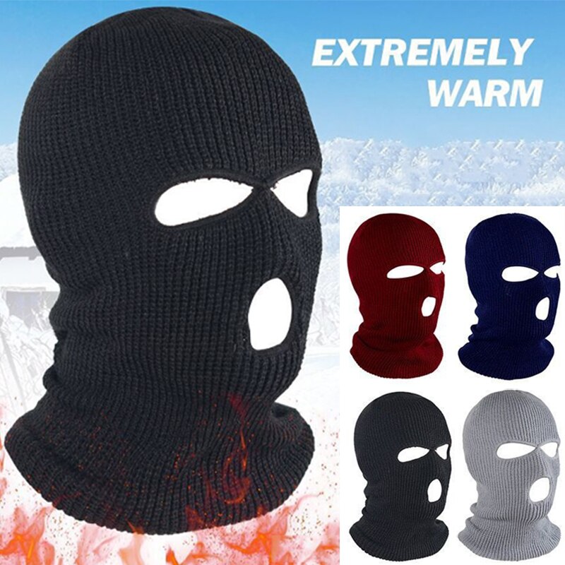 1 Pcs Volle Gesicht Abdeckung Maske Drei 3 Loch Balaclava Gestrickte Armee Taktische CS Winter Radfahren Ski Maske Beanie Schal warme Gesicht Masken