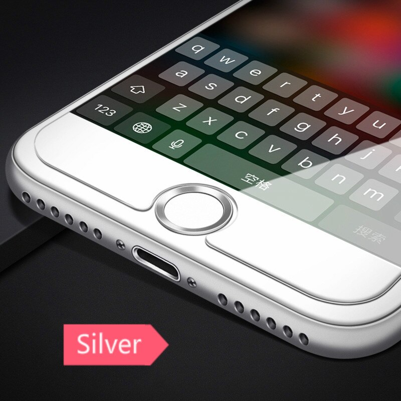 Ren farge universell telefon fingeravtrykk hjemmeknapp til iphone 7 6 6s Plus 5 5s se ipad anti-svette beskyttende knapp klistremerke: Sølv