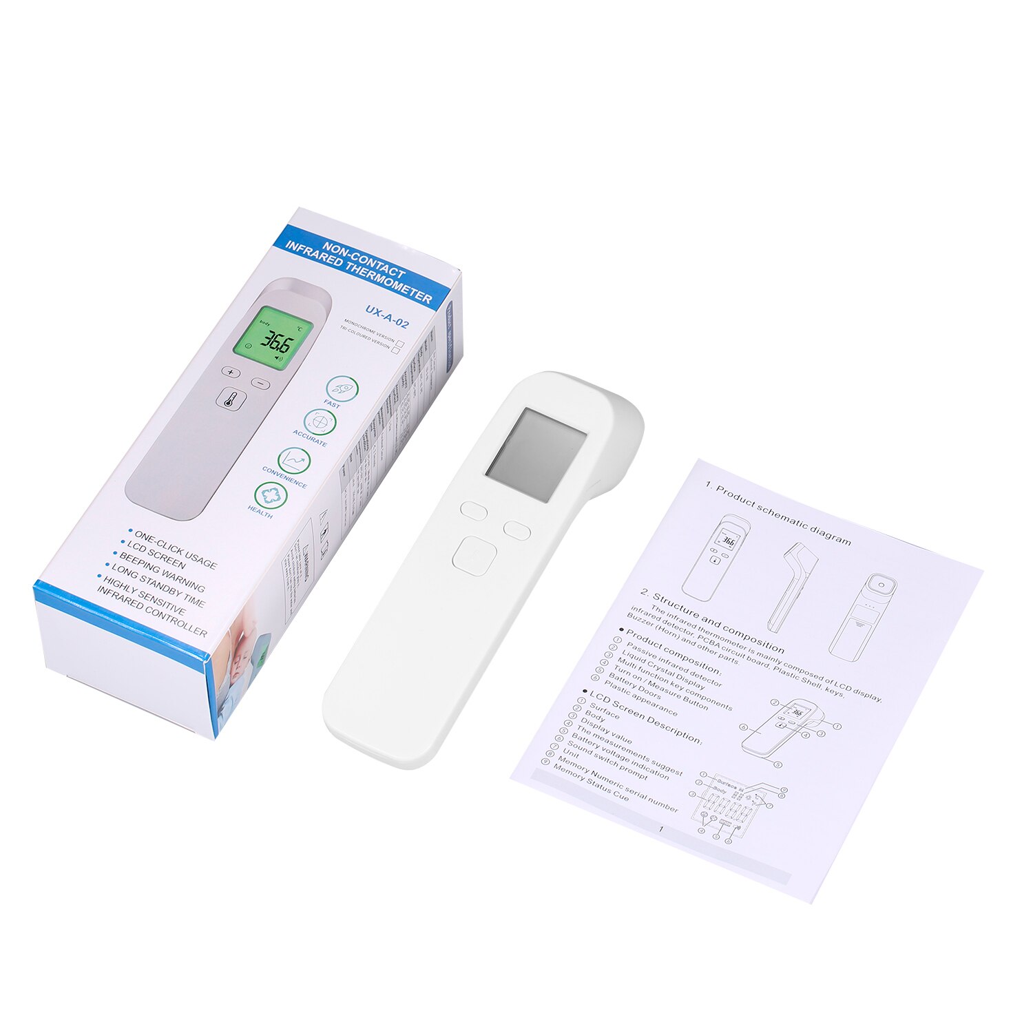 Digital Infrared Thermometer Temperature Gauge Non Contact Temperature Body Measurement Device Setting Modes ℃ and ℉ Switchable