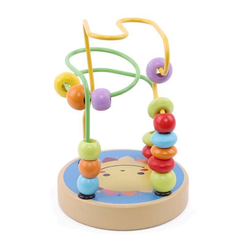 Houten Leuke Cartoon Dier Kind Puzzel Speelgoed Kinderen Kleurrijke Rond Kralen Doolhof Achtbaan Play Game Baby Educatief: Sunflower