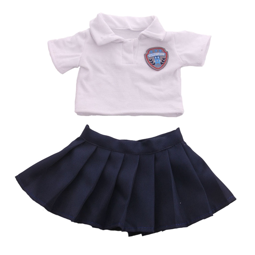 Baby dukker outfit sæt amerikansk dukke skoleuniform diy tøj tilbehør til 18 tommer nyfødte dukker dress up baby girl