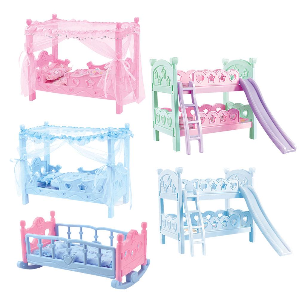 Mini Imitatie Bed Meubels Pop Kinderen Meisjes Speelhuis Speelgoed Bed Prinses Pop Speelgoed Shaker Hangmat Simulatie Wieg