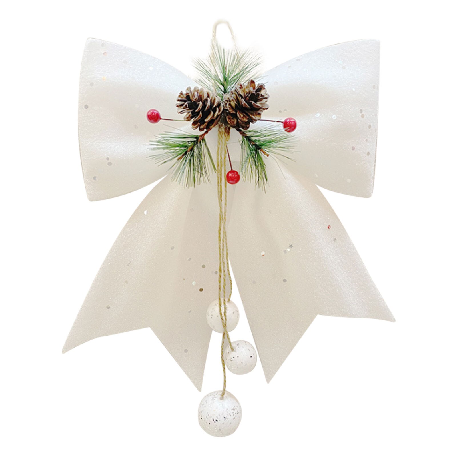 Albero di natale grande fiocco rosso nodo festa di capodanno decorazione di cerimonia nuziale decorazione 25*30cm ornamenti appesi scatola d'oro avvolgimento decorativo: White