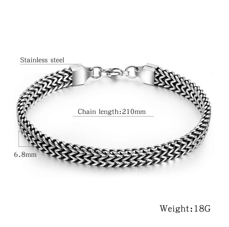 ZORCVENS hommes Bracelet & Bracelet de noël Bracelet en acier inoxydable couleur argent lien blé Double chaîne bijoux directe