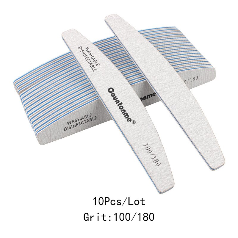 Limes à ongles épaisses pour manucure, lot de 3/5/10 pièces, bloc de tampon incurvé, grain 80/100/150/180/240, accessoires pour Nail Art: 10Pcs 100-180 Grit