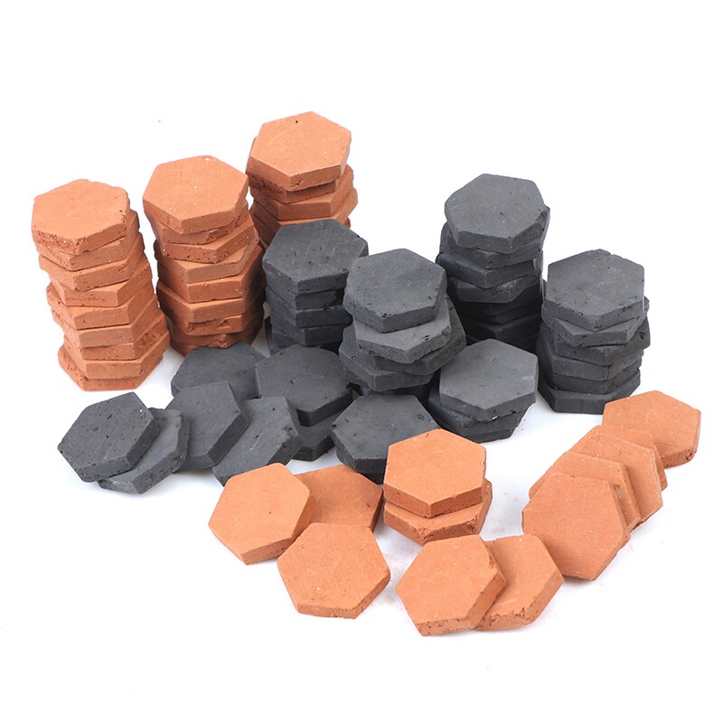 40PCS 1/16 Scale Simulation Miniature Hexagon Red Brick Model Toy