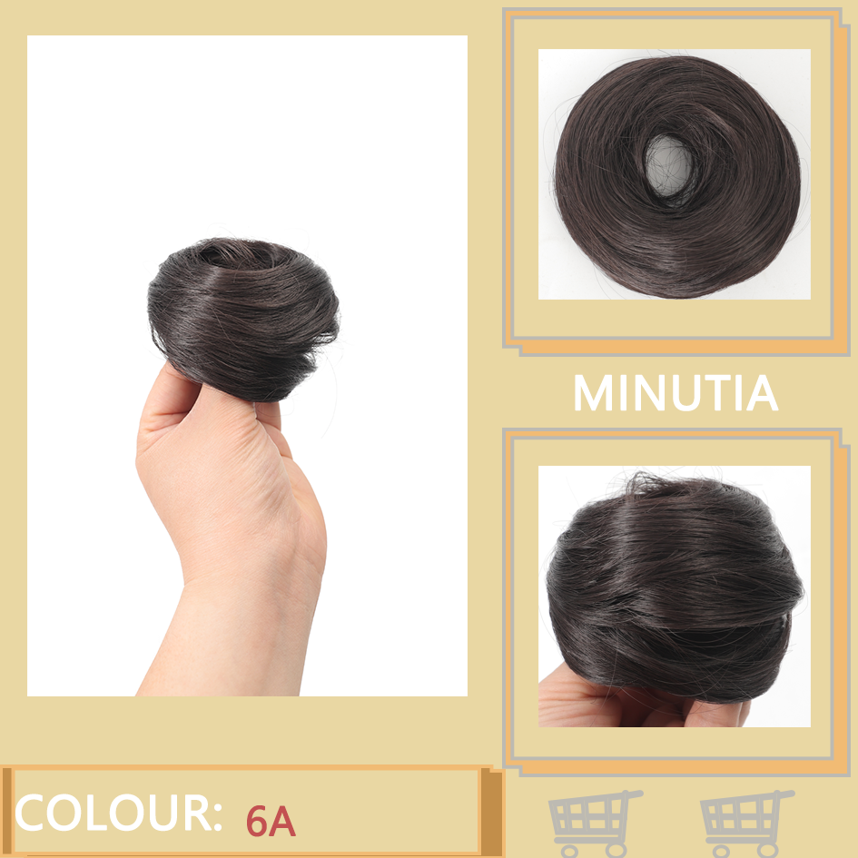 Allaosify moño sintético femenino fibra sintética pelo liso círculo cuerda elástica, color de cabello natural accesorios para el cabello luz oscura: P4 / 30