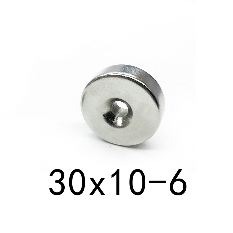 1/2/5/Pcs 30x10-6mm Krachtige Magneten 30*10 Mm Gat 6 Mm Permanente Ronde Verzonken neodymium Magnetische Magneet 30x10-6mm