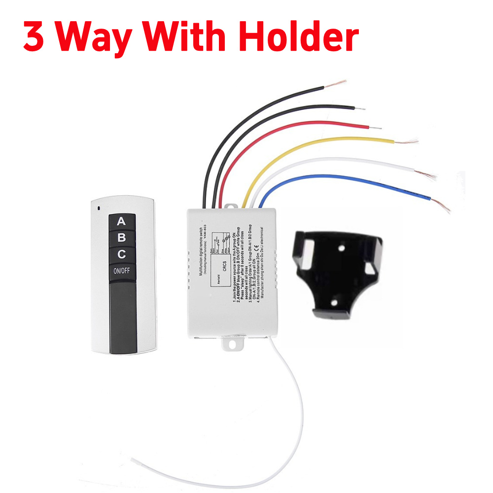 Práctico conjunto de dispositivos de Control remoto 220V 3 canales interruptor de Control remoto Digital inalámbrico para herramientas de luz de lámpara: green