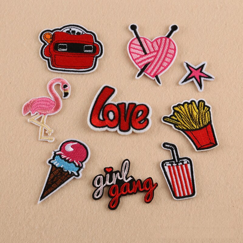 Flamingos Patches Iron Embroidered Patch for Clothing Stick on Badge Paste Sew on Bag Pants