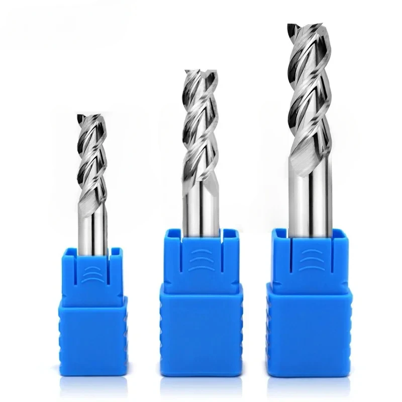 Freesgereedschap met legeringscoating, wolfraamstaal, gereedschap voor cnc-bewerking van aluminium, 3- bladige vingerfrezen, bovenfrees, houtfrees