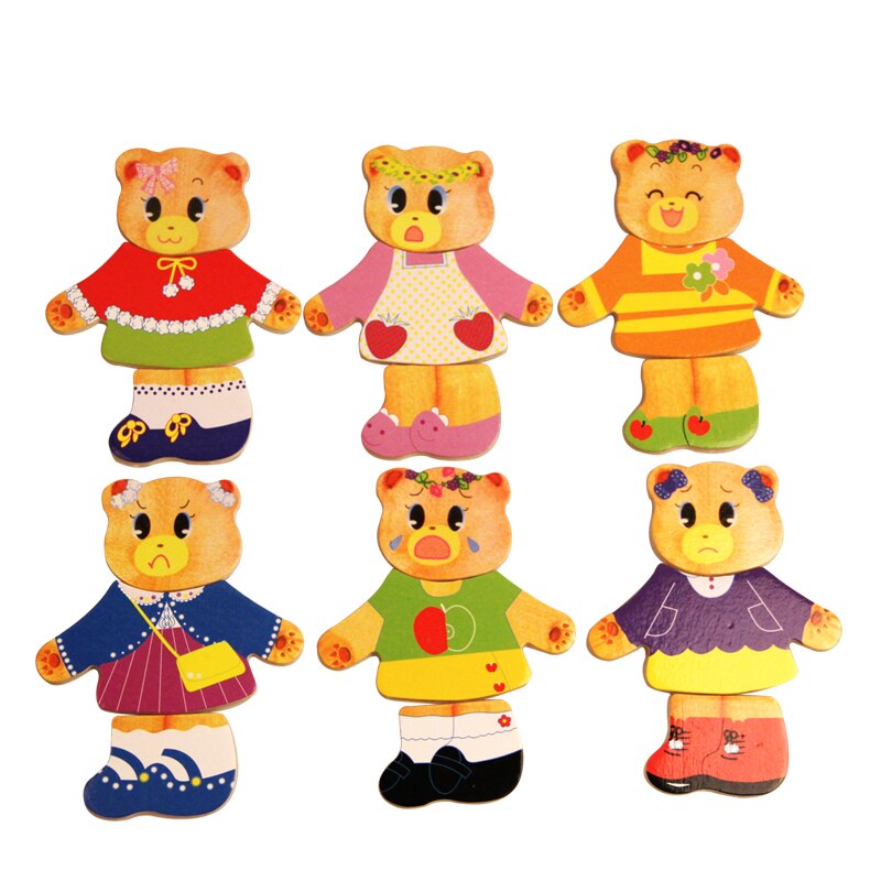 Wooden Toy Puzzle - Dress Changing Jigsaw - Early Education Toddler Game - Logwood