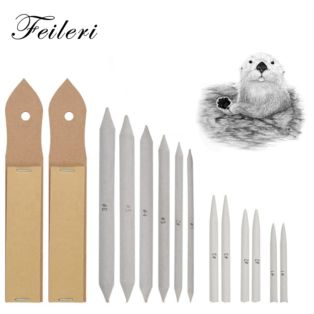 14Pcs White Drawing Charcoal Sketcking Tool Set Drawing Shading Tools for Sketch Art Blending Smudge Stump Stick