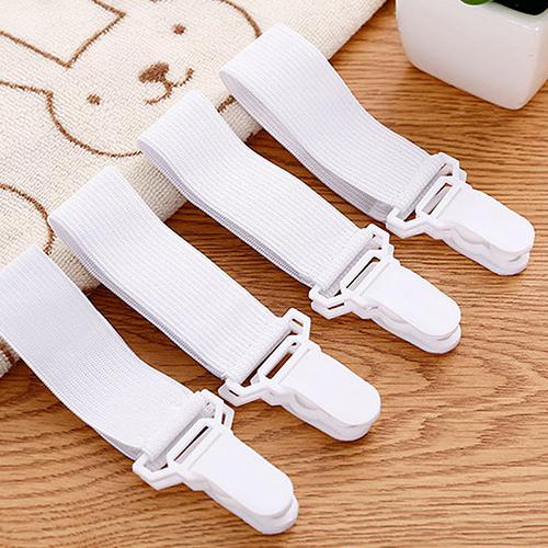 4 Stuks Wit Vel Matrashoes Deken Clip Houder Fastener Elastische Set Clip Non-Slip Elastische Band Fixer Tafelkleed vaststelling Tape: Default Title