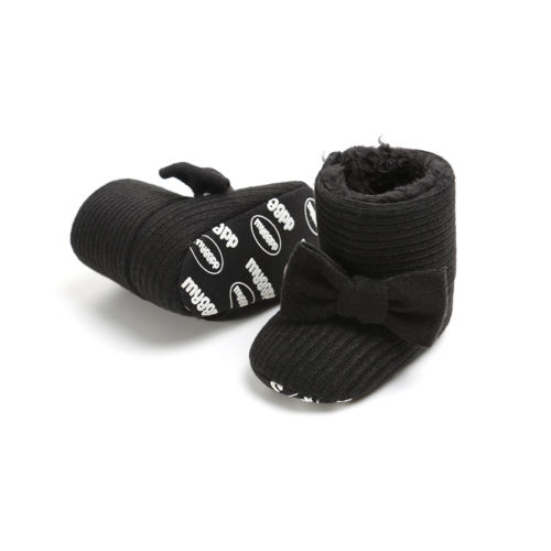 Baby Winter Knit Baby Boog-knoop Laarzen Zachte tong Schoenen Peuter Katoen Warme Schoenen Laars Babyschoenen Warm Sneeuwveld booties