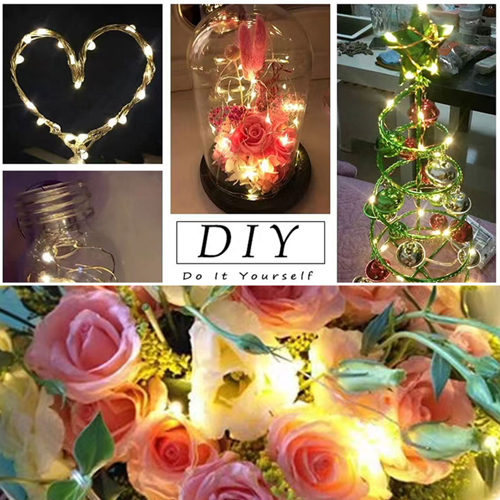 Guirnaldas de luces Led operadas por USB, 8 modos, guirnalda de luces LED de alambre de cobre IP65, guirnalda impermeable, decoración para de boda y Navidad DIY