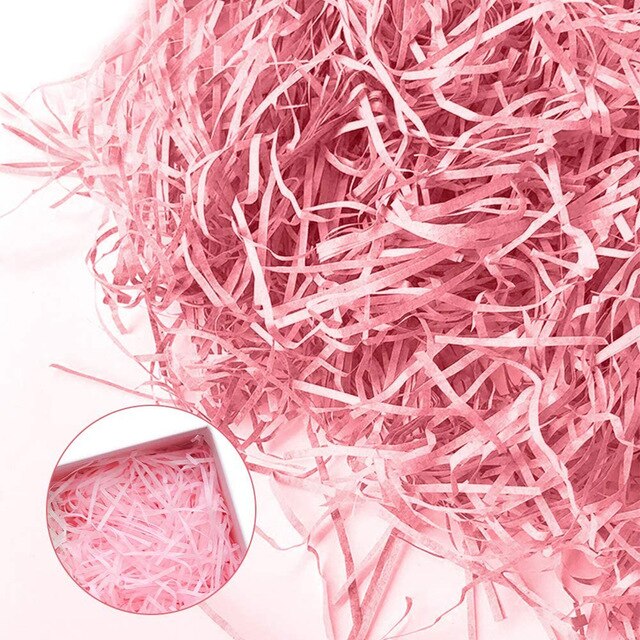Paper Shreds Hamper Iridescent Material Packing Recyclable Shredded: Peach pink