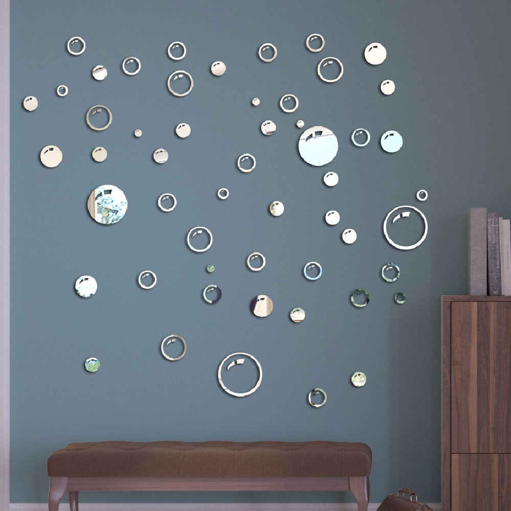 Bubble Shaped Acrylic Gold Sliver Mirror Stickers Wall Sticker Home Decoration Bedroom Living Room Decor: Silver