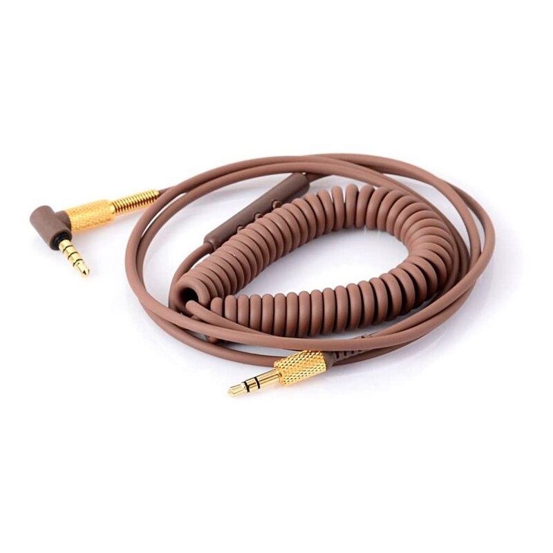 3.5Mm Male Naar Mannelijke Lente Vervanging Audio Kabel Voor Marshall Major Ii 2 Monitor Hoofdtelefoon Cords Extension Wire (bruin)