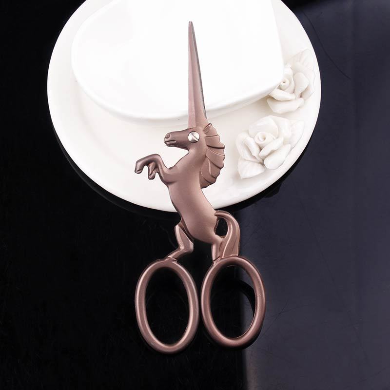 Artesanías Retro unicornio tijeras de coser europeas para el arte del bordado Cruz artesanía Sastre tijeras de bordado DIY: JD0099