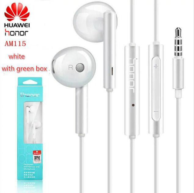 Original Huawei Earphone am116 Honor AM115 Headset Mic 3.5mm for HUAWEI P7 P8 P9 Lite P10 Plus Honor 5X 6X Mate 7 8 9 smartphone: MA115 with green box