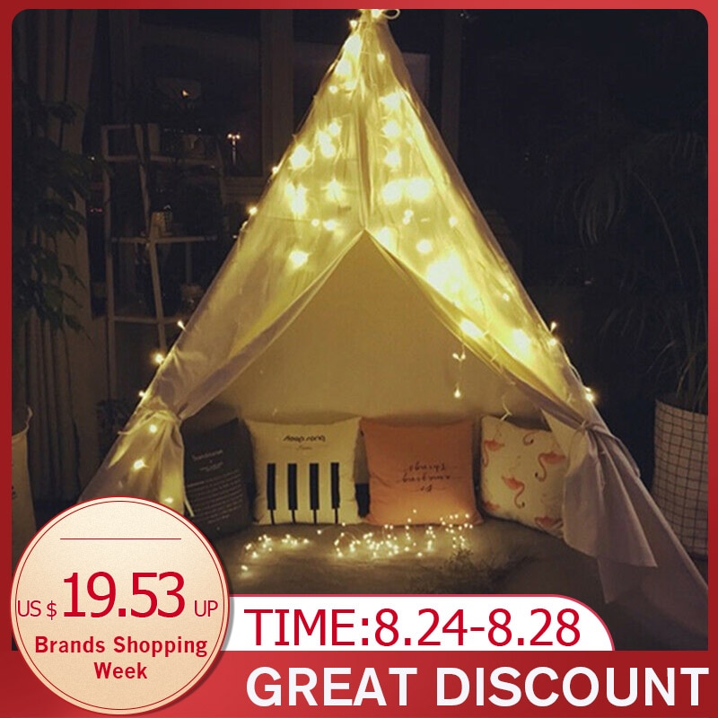 1.3m-Large Canvas Teepee Tent Kids Teepee Tipi with Grey Pom Poms Indian Play Tent House Children Tipi Tee Pee Tent NO MAT