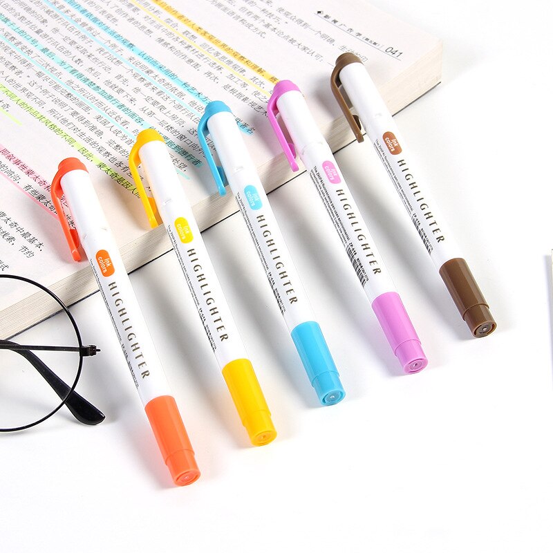 Double Headed Highlighter Pens 5 Colors/set Fluore... – Grandado
