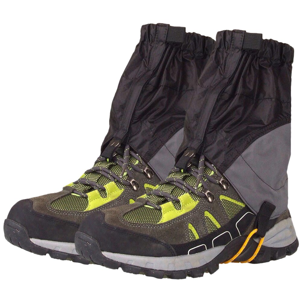 Ao ar livre de silicone revestido náilon neve perna polainas à prova dultralight água ultraleve perna proteção guarda sapatos botas capa perna caminhadas escalada: Black