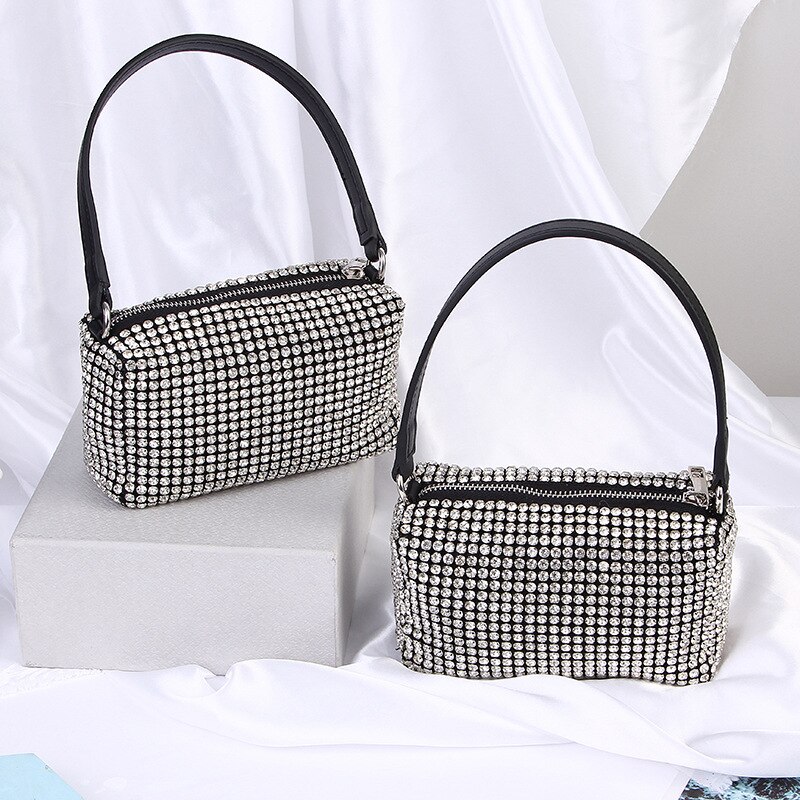 Diamond Hobo Tas Vrouwen Handtas Clutch Vintage Schouder Handtas Hobos Diamond Messenger Handtas Lady Shiny Hobo