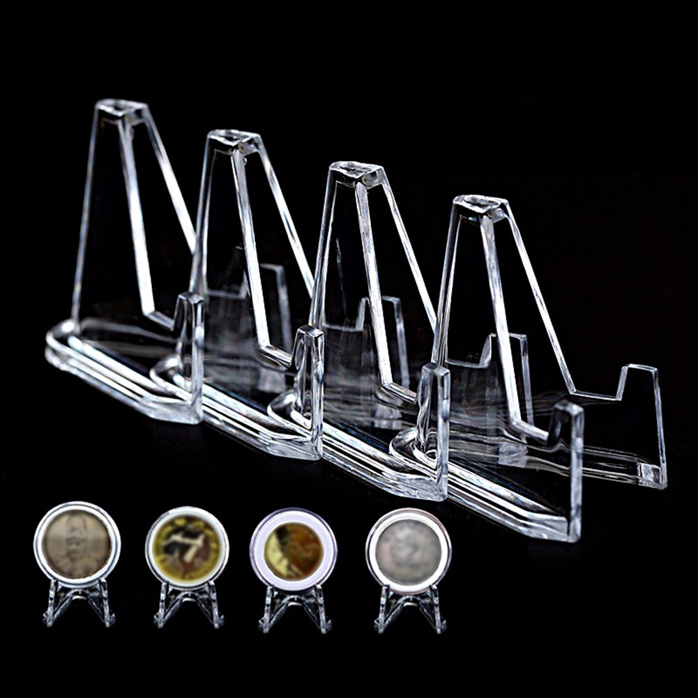 12pcs Acrylic Transparent Display Stands Mini Display Easel Holder For Displaying Pocket Watches Capsules Challenge Medal 2.36in