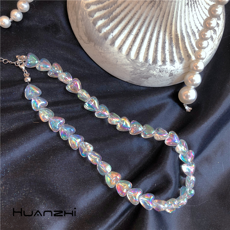Huanzhi transparante acryl liefdeschoker kettingen vrouwen statement korte sleutelbeenkettingen kraag sieraden