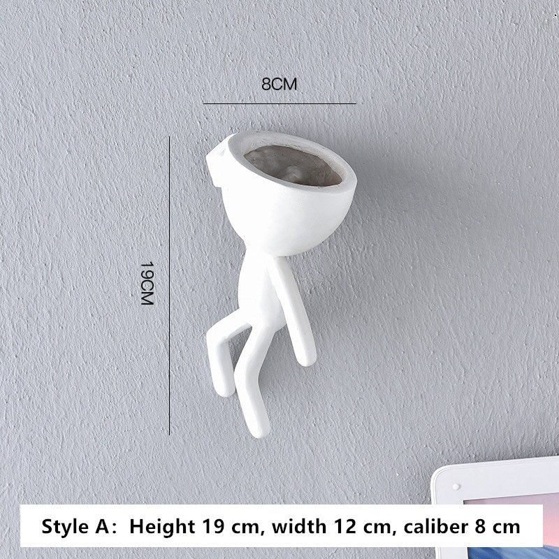 Boom Man Bloempot Plantenbakken Voor Planten Nordic Plant Pot Muur Moderne Pot Plant Muur Potten Muur Bloempot Leuke wit Planter: White A