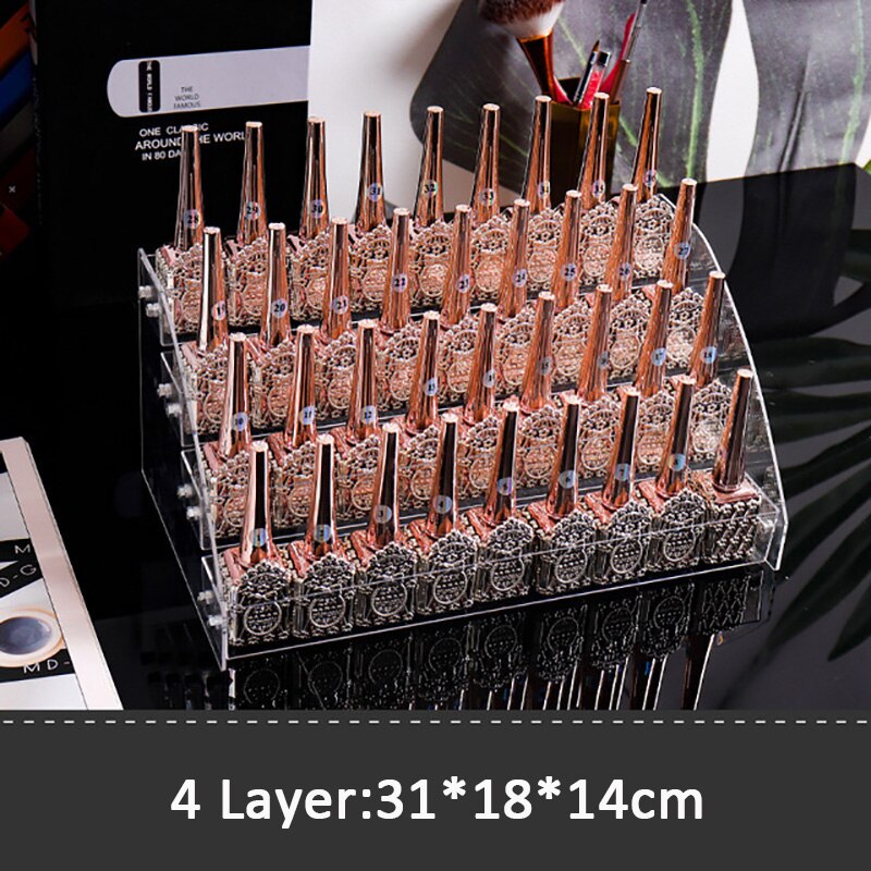 2-7 lags neglelak organizer akryl neglelak display stativ kosmetisk læbestift opbevaringsboks manicure værktøj opbevaringsboks: 4 lag