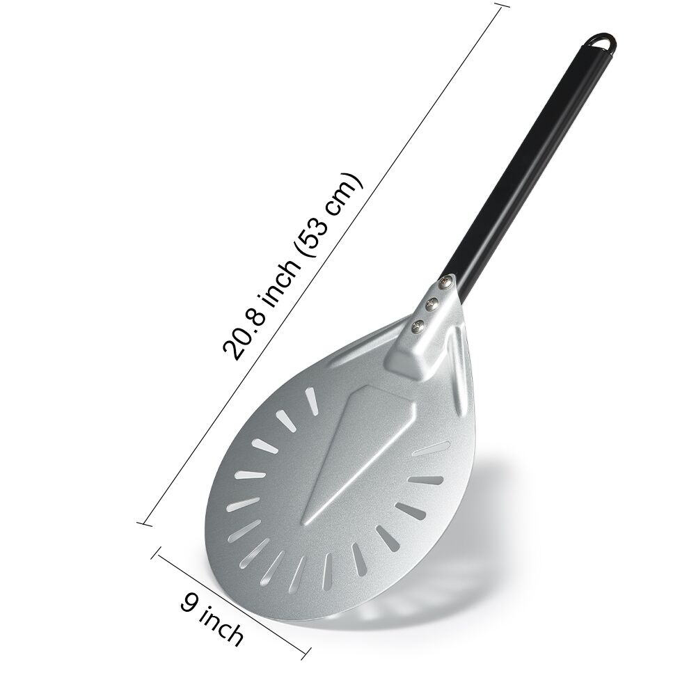 Pala para Pizza perforada, herramienta redonda corta con mango de madera antideslizante, pala para Pizza pequeña, 6, 8, 9 pulgadas: plum