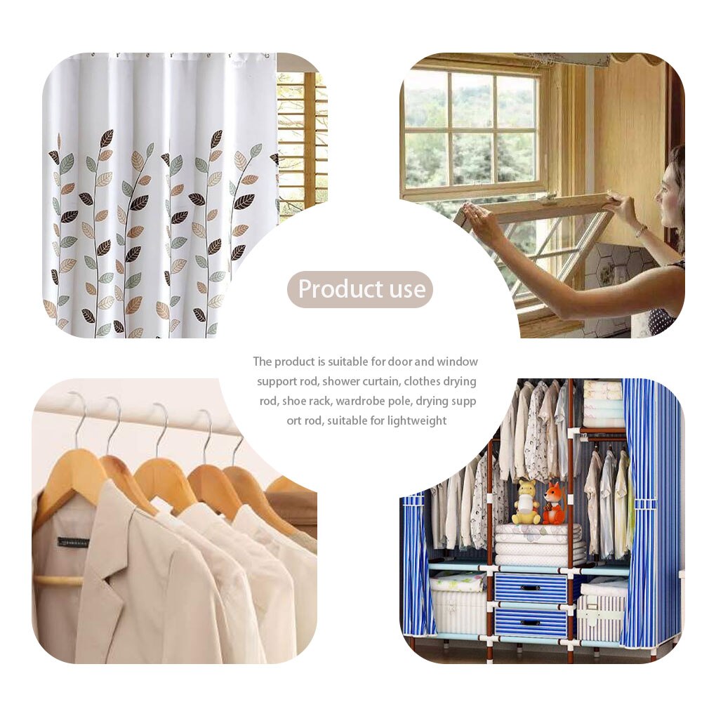 1pc 1.3cm Diameter Adjustable Extendable Bathroom Hanging Shower Curtain Rods Telescopic Pole Rod Hanger For Curtain Wardrobe