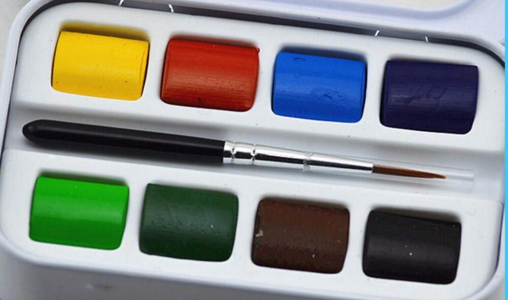 Sennelier Watercolor Paint Set 8 Colors Aqua Mini Metal Box France
