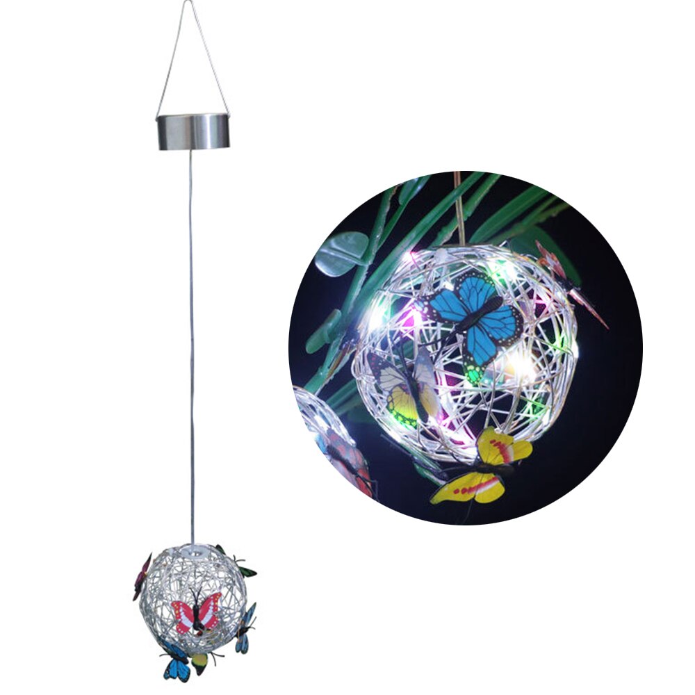 1 Pc Waterproof Hanging Butterfly Pendant Solar Light Mesh Orb Round Ball Light Indoor Outdoor Garden Landscape Pathway Decor: multicolor