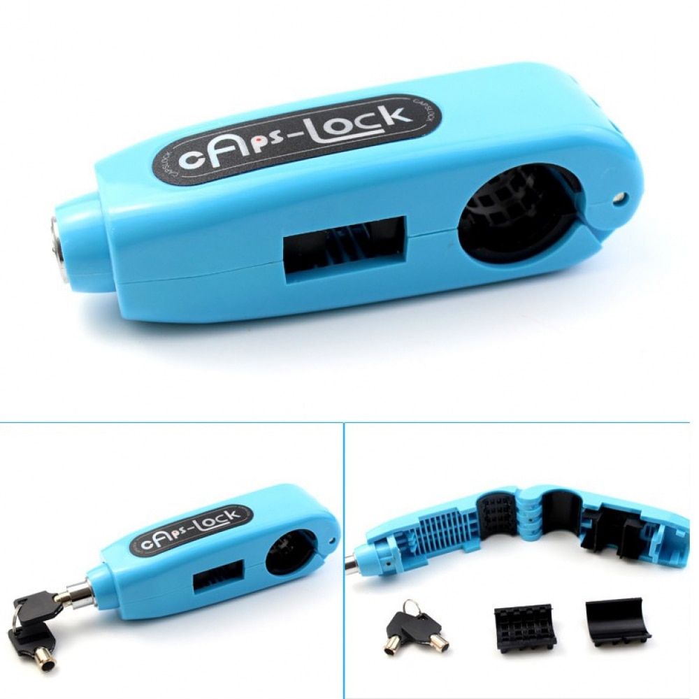 Universal Bicycle Motorcycle Lock Scooter Handlebar Safety Lock Brake Throttle Handle Anti-theft Safety Lock: Blue