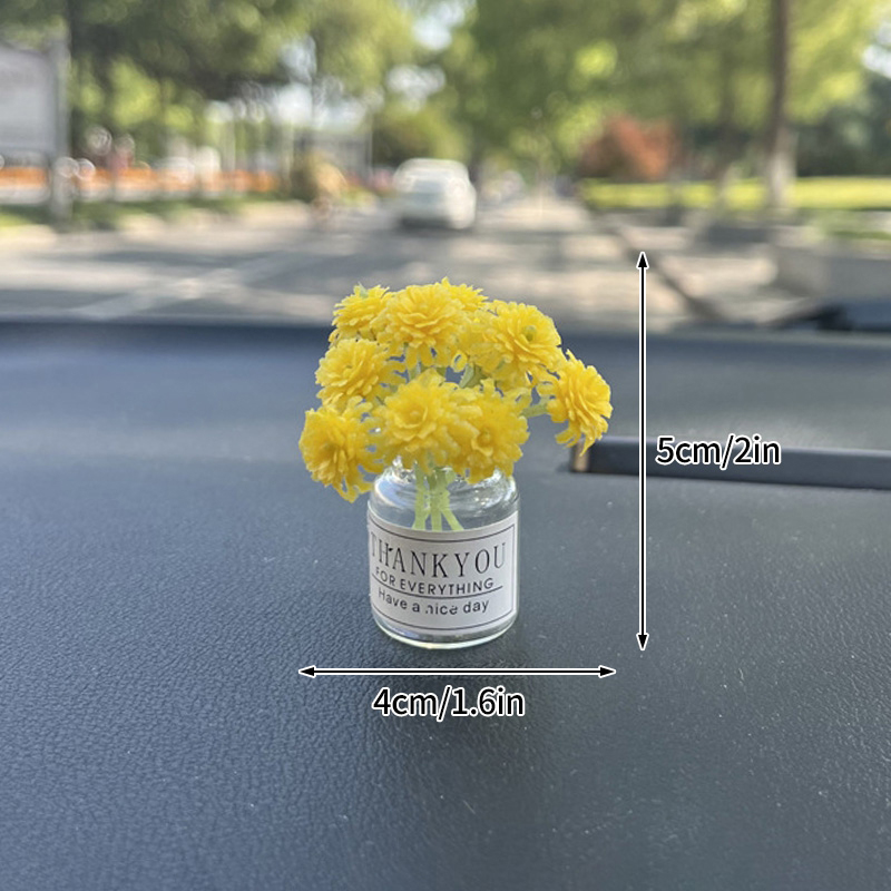 Decoración de consola central Interior de coche, bonito florero Sakura Gypsophila, adornos para salpicadero Interior de coche, decoración de escritorio para el hogar: Azul