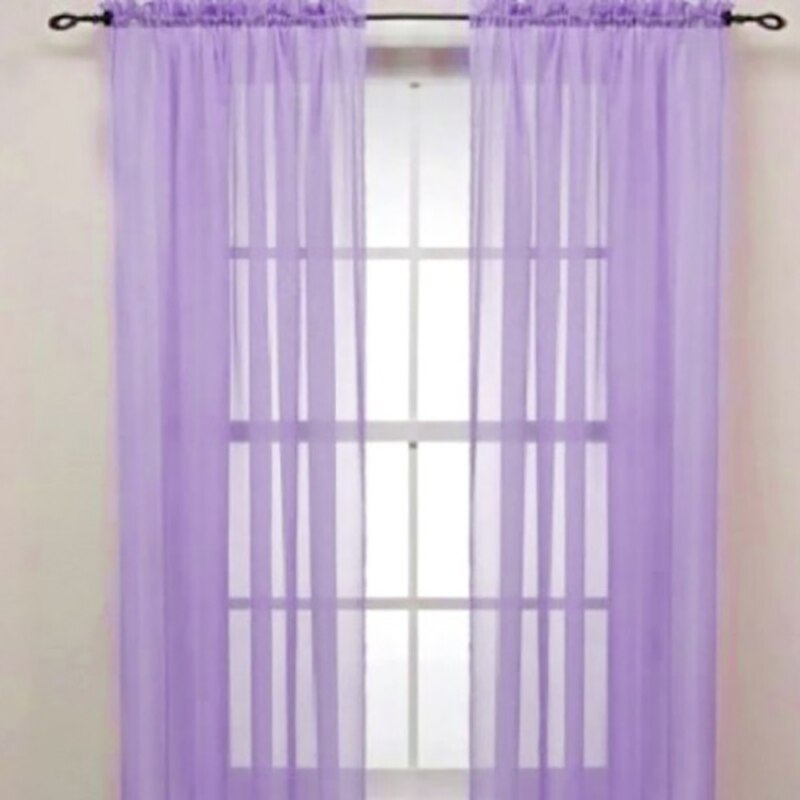 Enfärgad voile skir gardin panel fönstergardiner 100*200cm rosa gula: No5