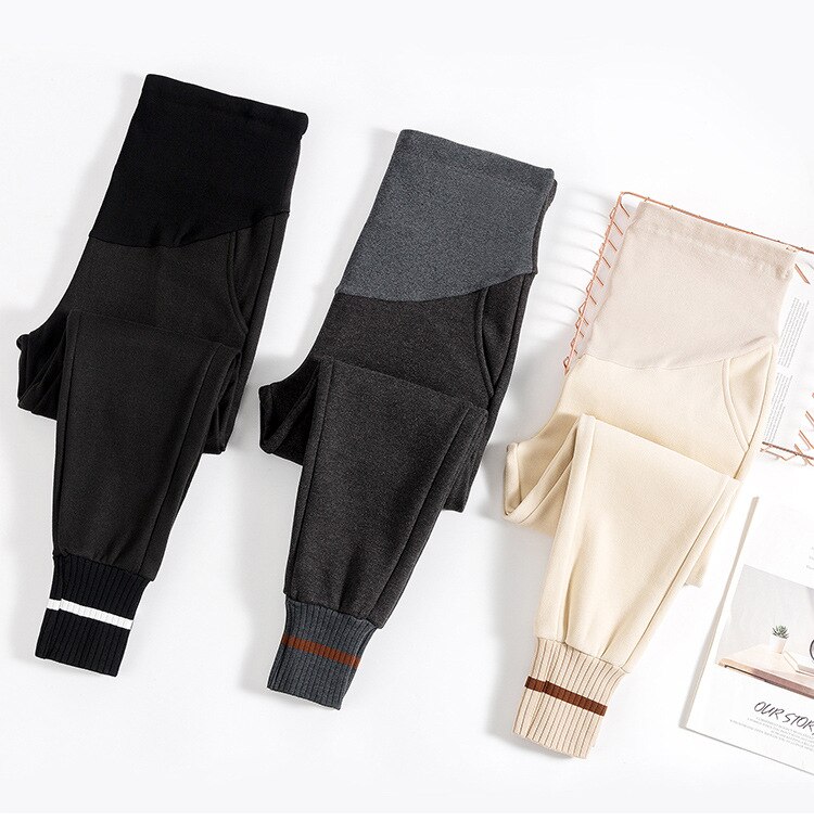 Frauen Schwangerschaft Schlauch Winter Warme Elastische Taille Bauch Hosen für Schwangere Winter Verdicken Warme Plus Samt Mutterschaft Hosen