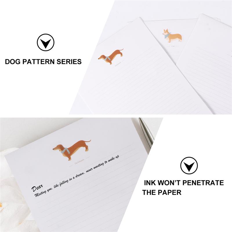 8 Set/80pcs Letter Papers Cartoon Cute Pets Pattern Kraftpaper Dogs Pattern Writing Paper Note Paper Letter Stationery Paper