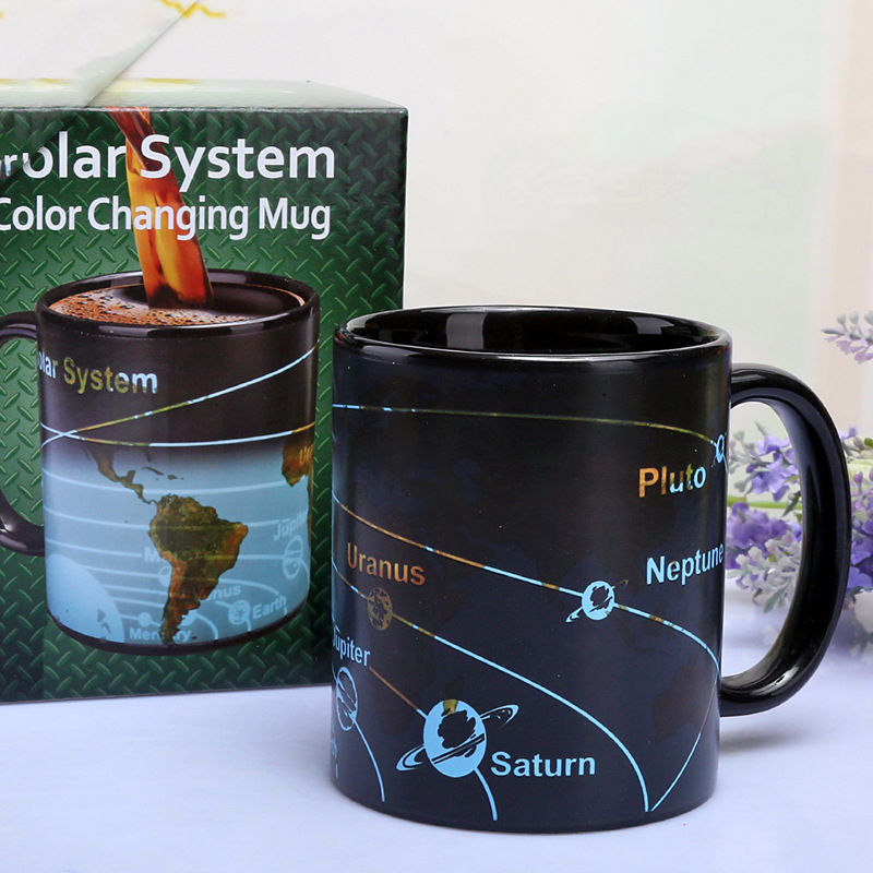 Zonnestelsel Aarde Kleur Lading Water Cup Creatieve Aarde Temperatuur Koffie Mok Wereldkaart Mok Cadeau voor Vriendje: Default Title