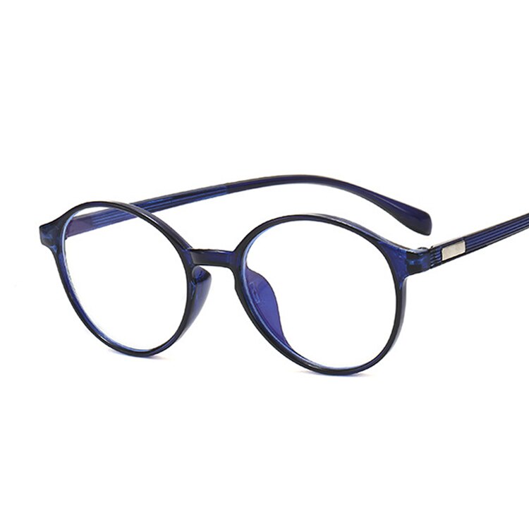 Cute Cat Eye Glasses Women Round Lens Optical Eyeglasses Transparent Plastic Frame Eyewear Anti Blue Comfort Spectacle: Dark Blue