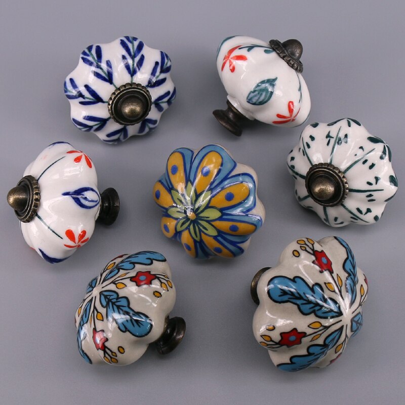 1x barnerom skuff knott håndtak fargerik gresskar stil kommode trekk keramisk kjøkken skap håndtak knott møbler maskinvare