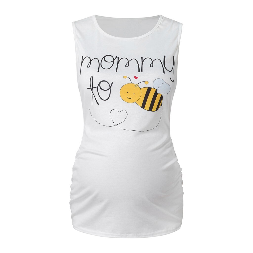 Camiseta embarazada para mujer, disfraz de embarazo, chaleco de abeja de dibujos animados, camisetas informales sin mangas, Tops, ropa de maternidad